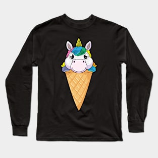 Unicorn with Ice cream cone & Ice cream Long Sleeve T-Shirt